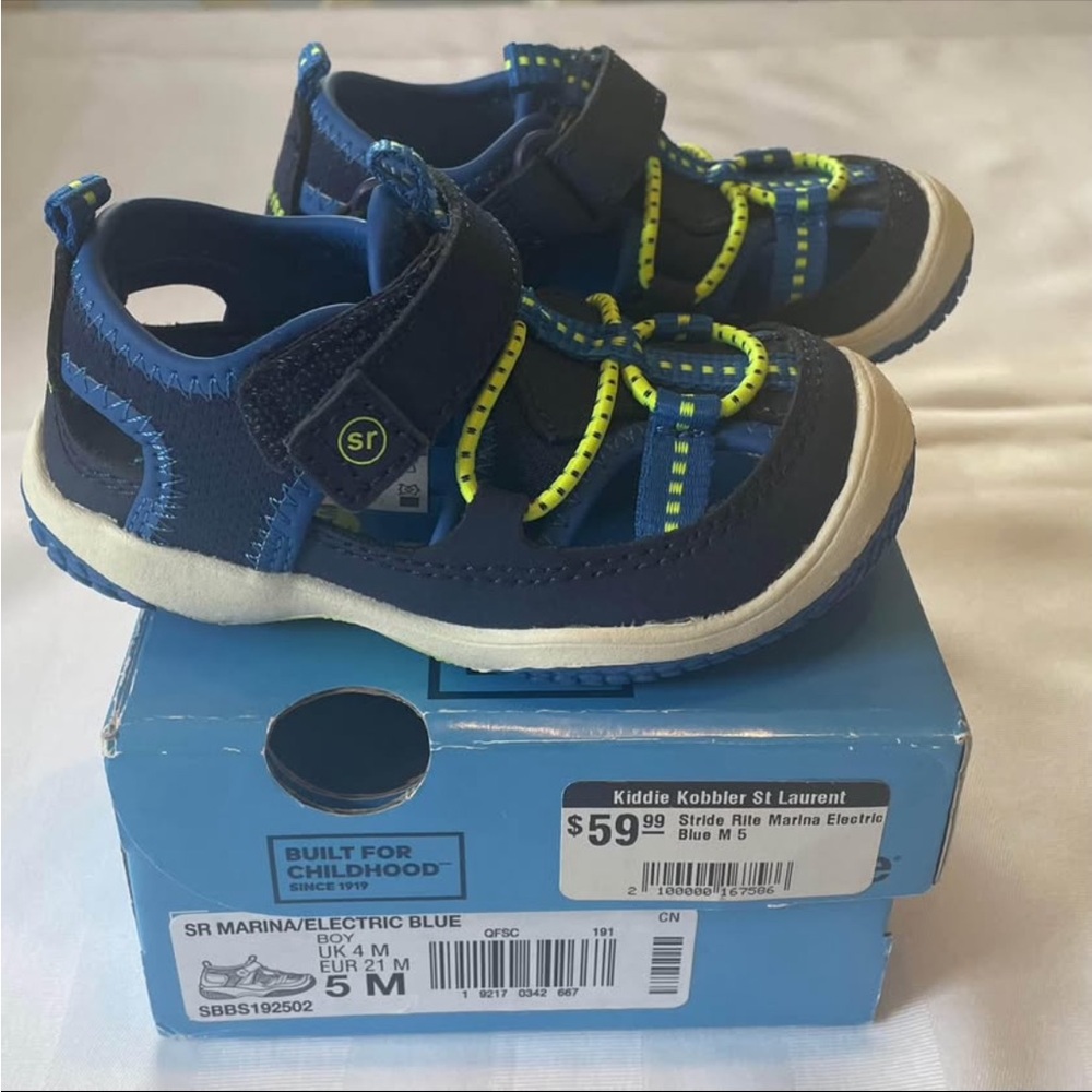 Stride Rite Blue Sandals with Hook-and-Loop Closure